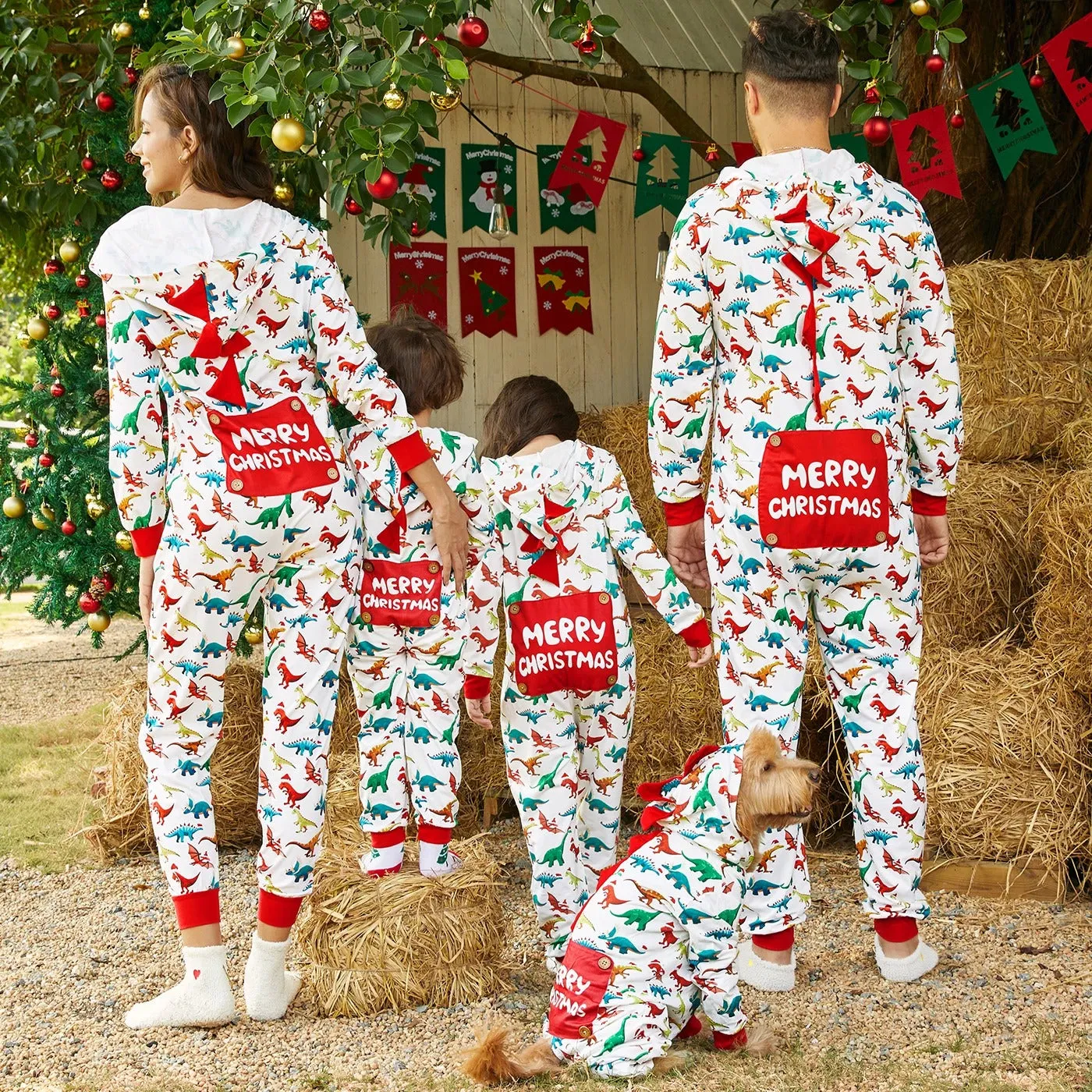 Family Matching Dinosaur Christmas Onesie Pajama Set