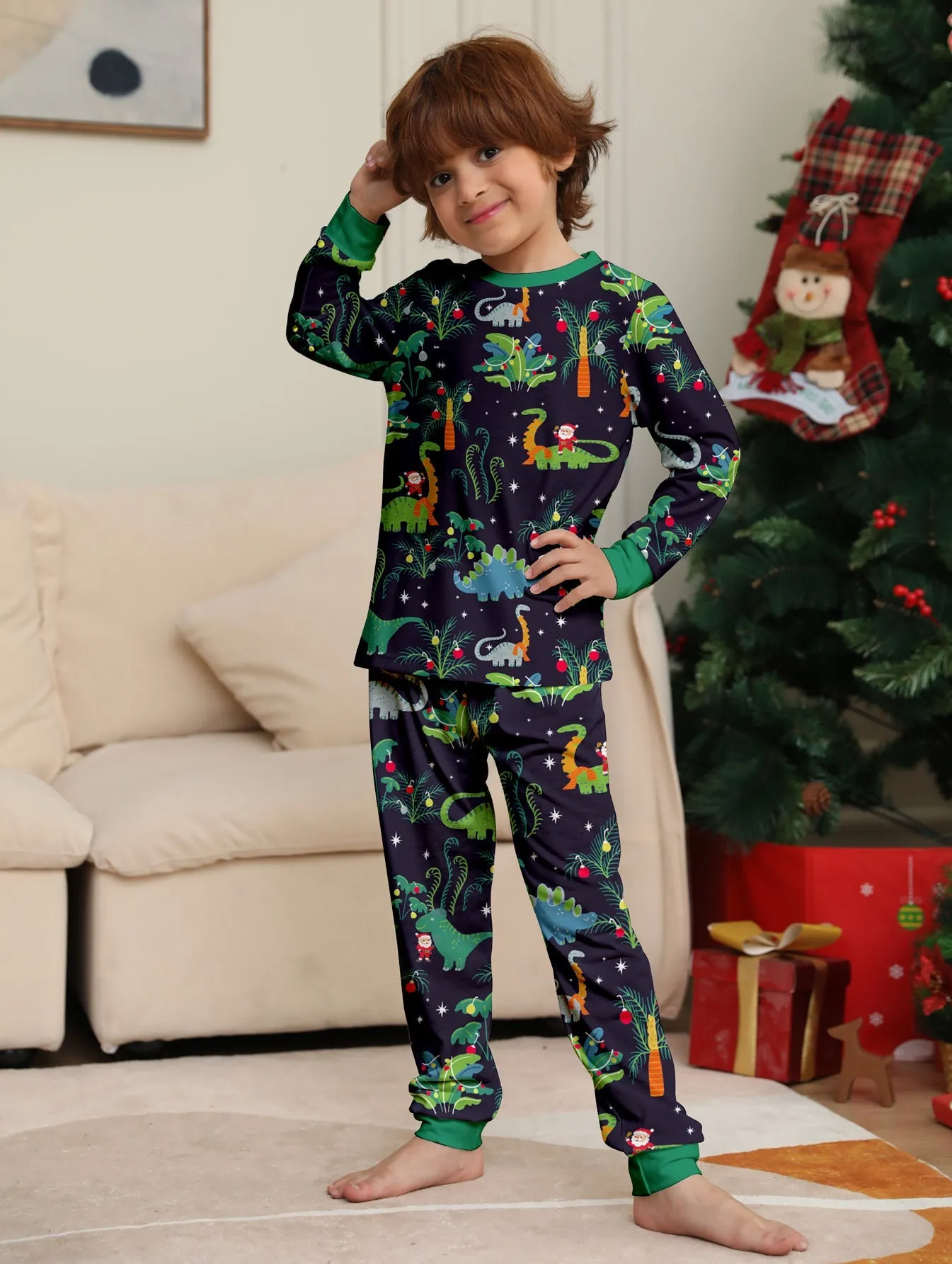 Family Matching Dinosaur Print Family Look Pajama Set
