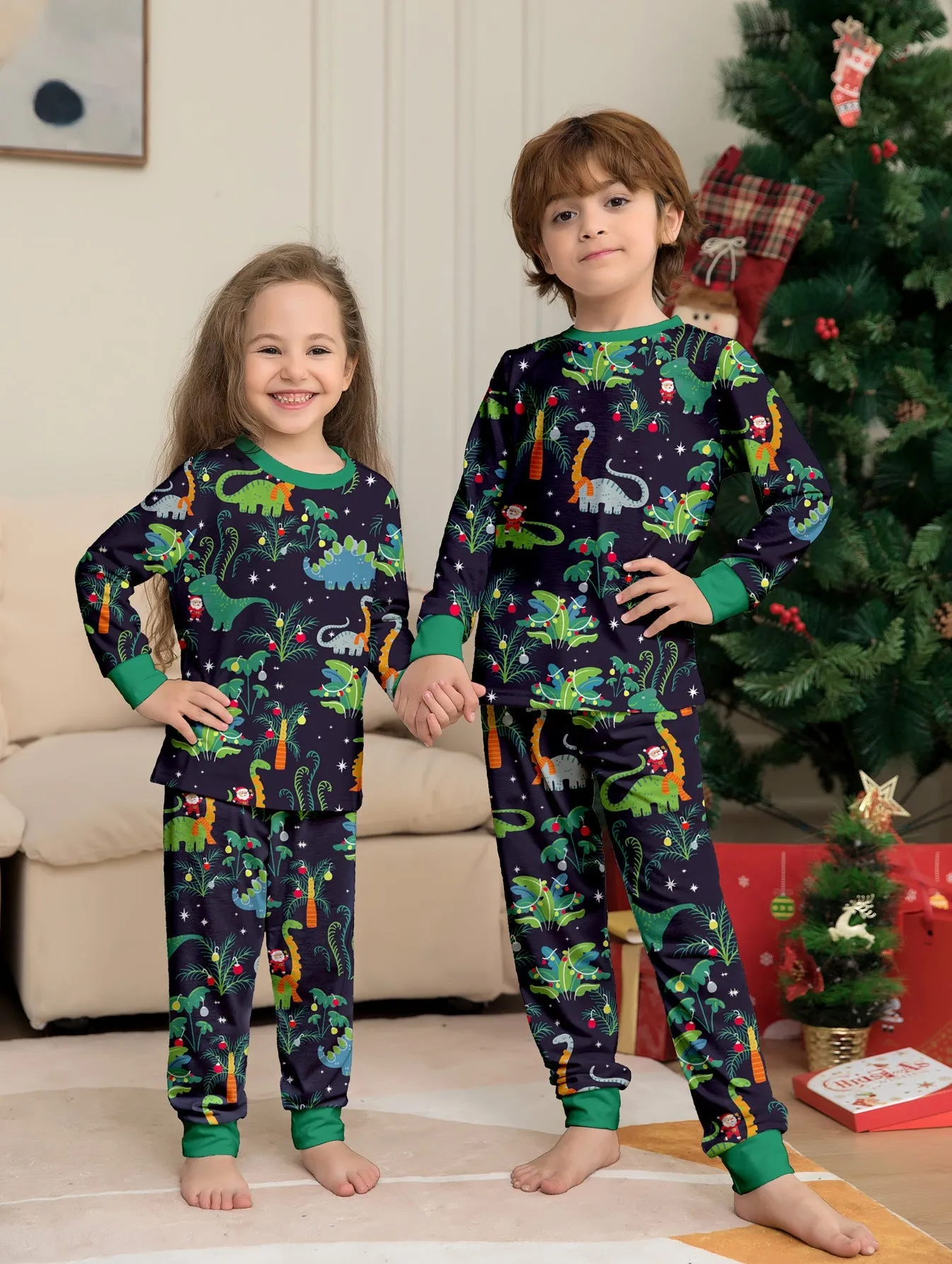 Family Matching Dinosaur Print Family Look Pajama Set