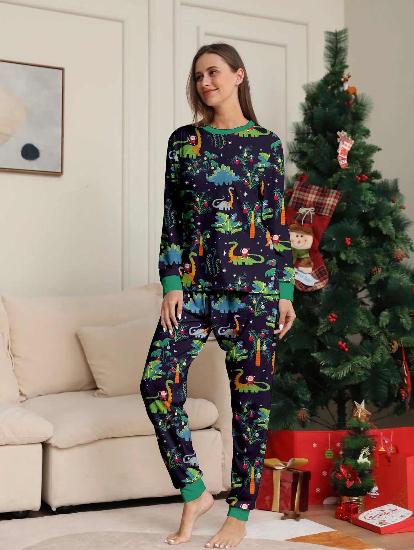 Family Matching Dinosaur Print Family Look Pajama Set