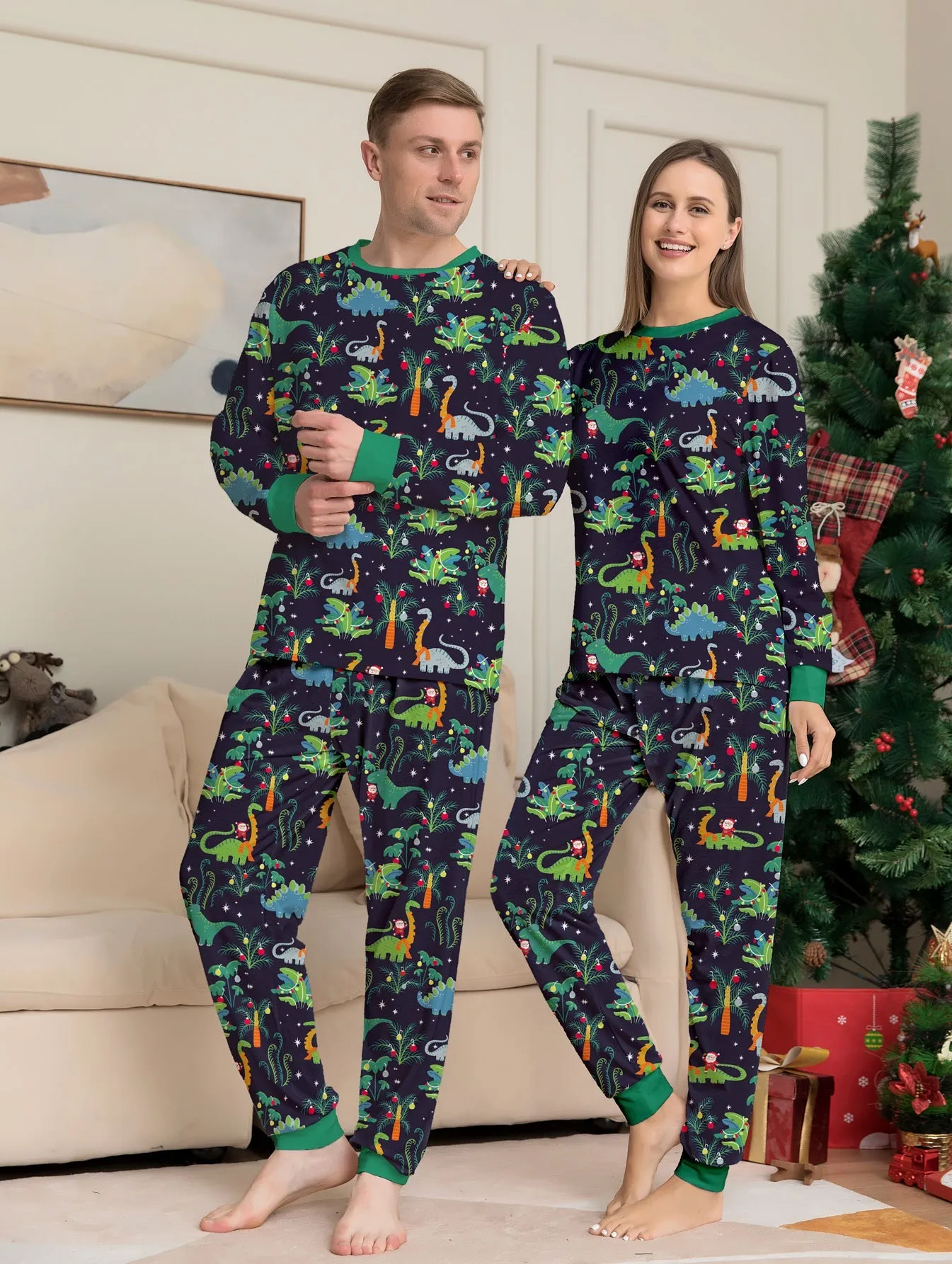 Family Matching Dinosaur Print Family Look Pajama Set