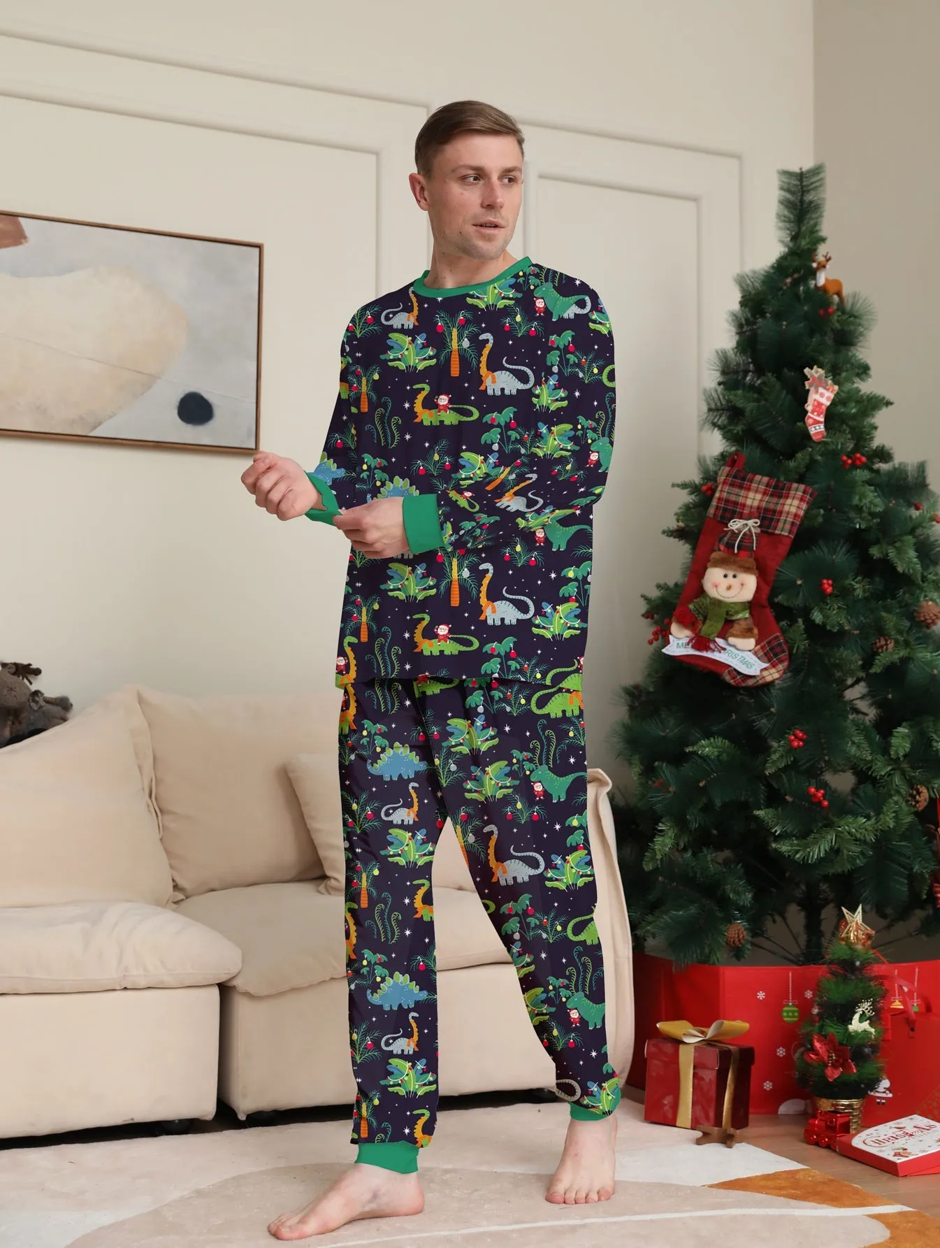 Family Matching Dinosaur Print Family Look Pajama Set