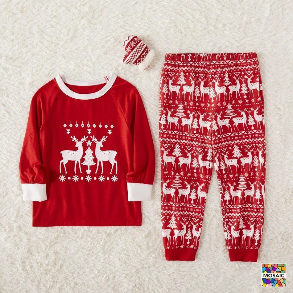 Family Matching ReinDeer Pajamas Set Dresses for Dad - Mom - Kid