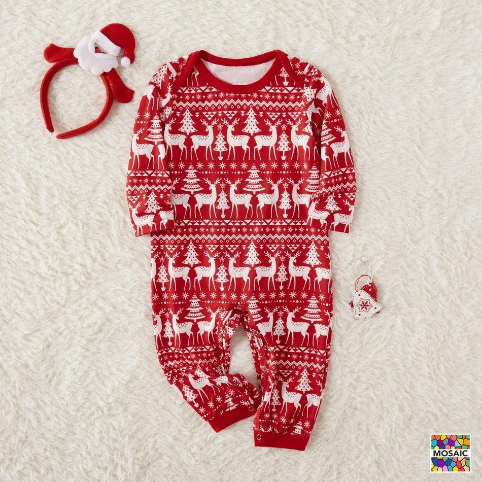 Family Matching ReinDeer Pajamas Set Dresses for Dad - Mom - Kid
