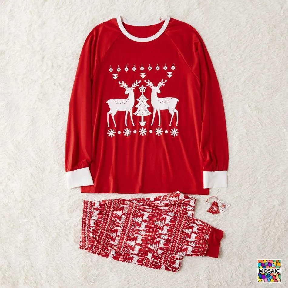 Family Matching ReinDeer Pajamas Set Dresses for Dad - Mom - Kid