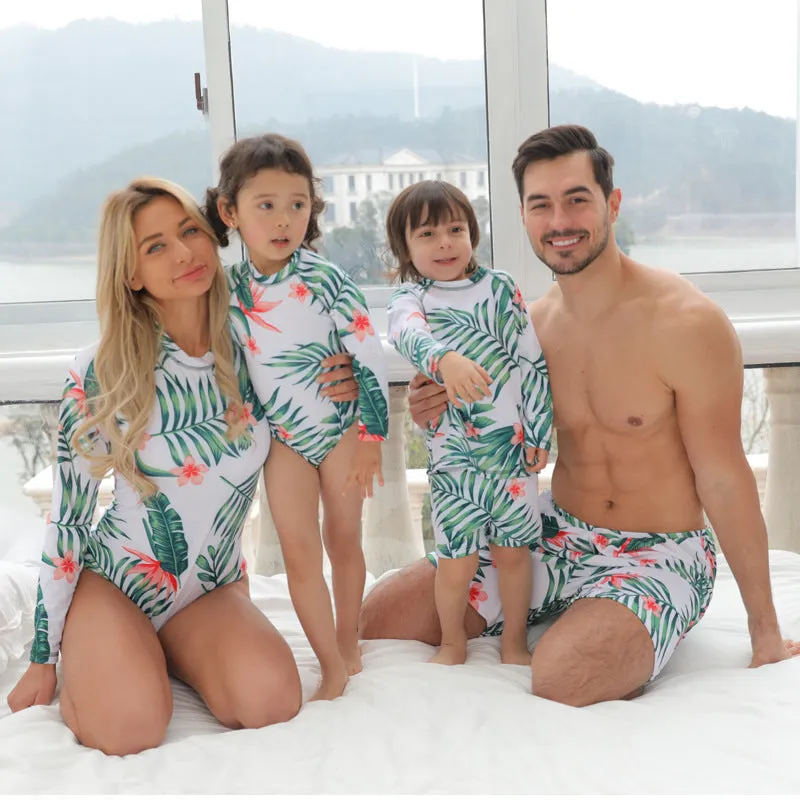 Family Matching Tropical Nature Printed Swimsuits
