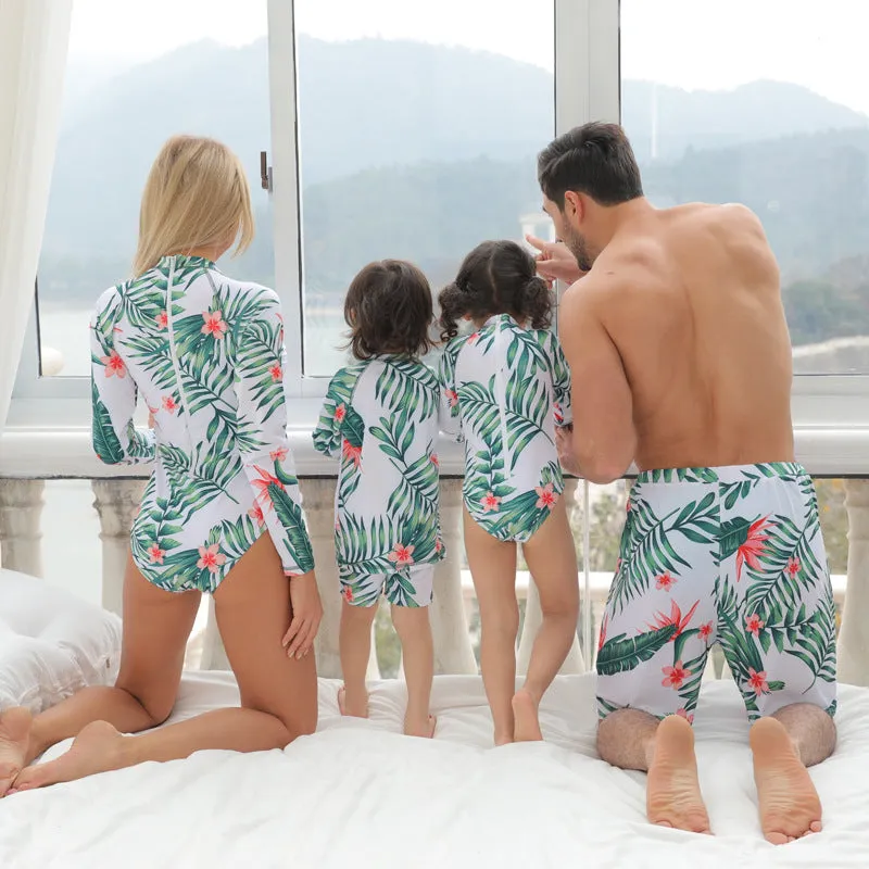 Family Matching Tropical Nature Printed Swimsuits