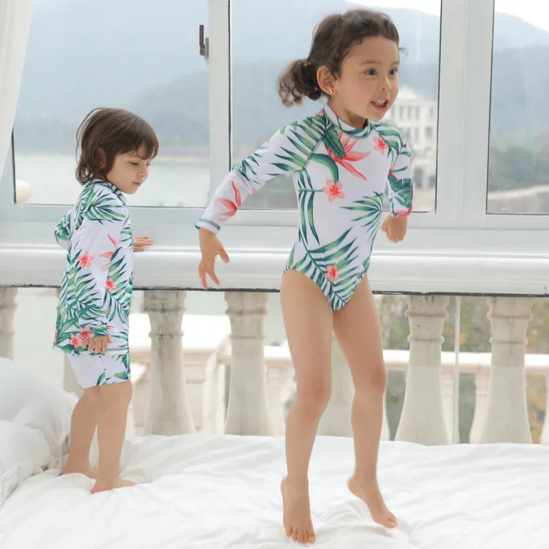 Family Matching Tropical Nature Printed Swimsuits