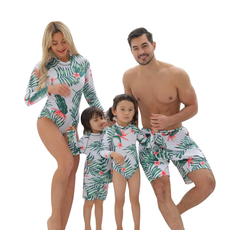 Family Matching Tropical Nature Printed Swimsuits