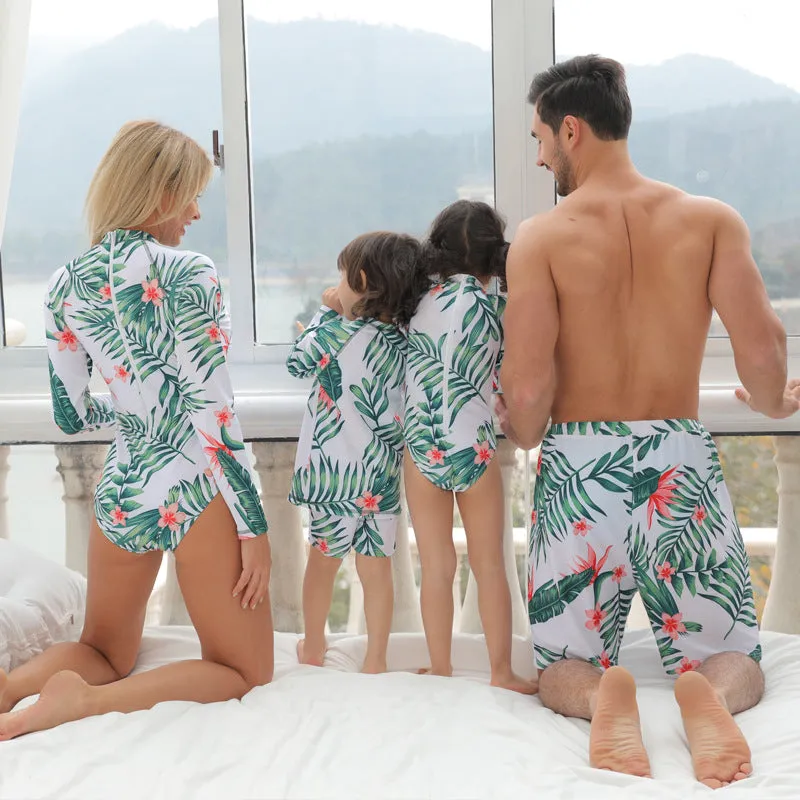Family Matching Tropical Nature Printed Swimsuits