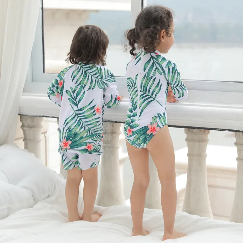Family Matching Tropical Nature Printed Swimsuits