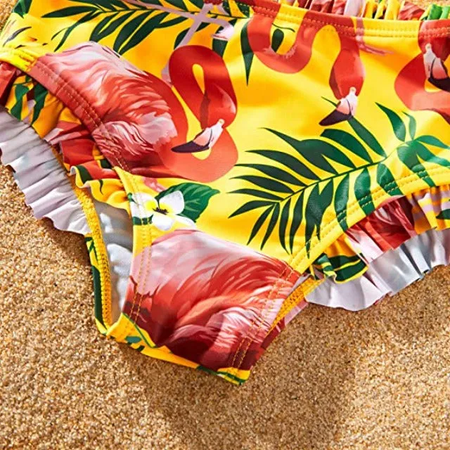 Family Matching Two Pieces Ruffle Bikini Set Bathing Suits