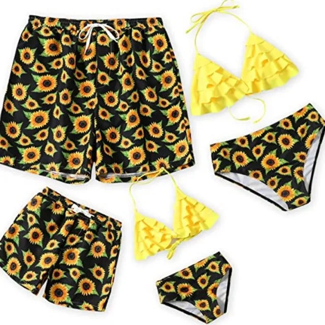 Family Matching Two Pieces Ruffle Bikini Set Bathing Suits