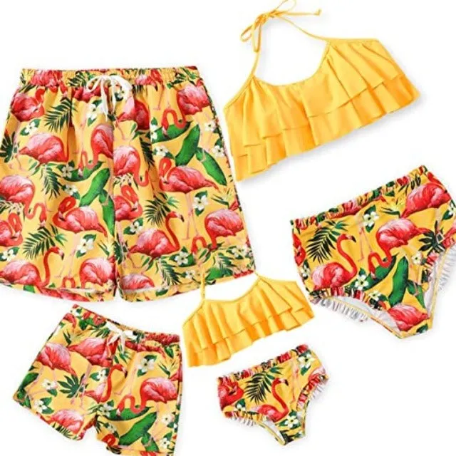 Family Matching Two Pieces Ruffle Bikini Set Bathing Suits