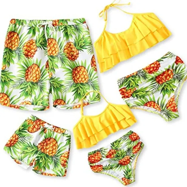 Family Matching Two Pieces Ruffle Bikini Set Bathing Suits