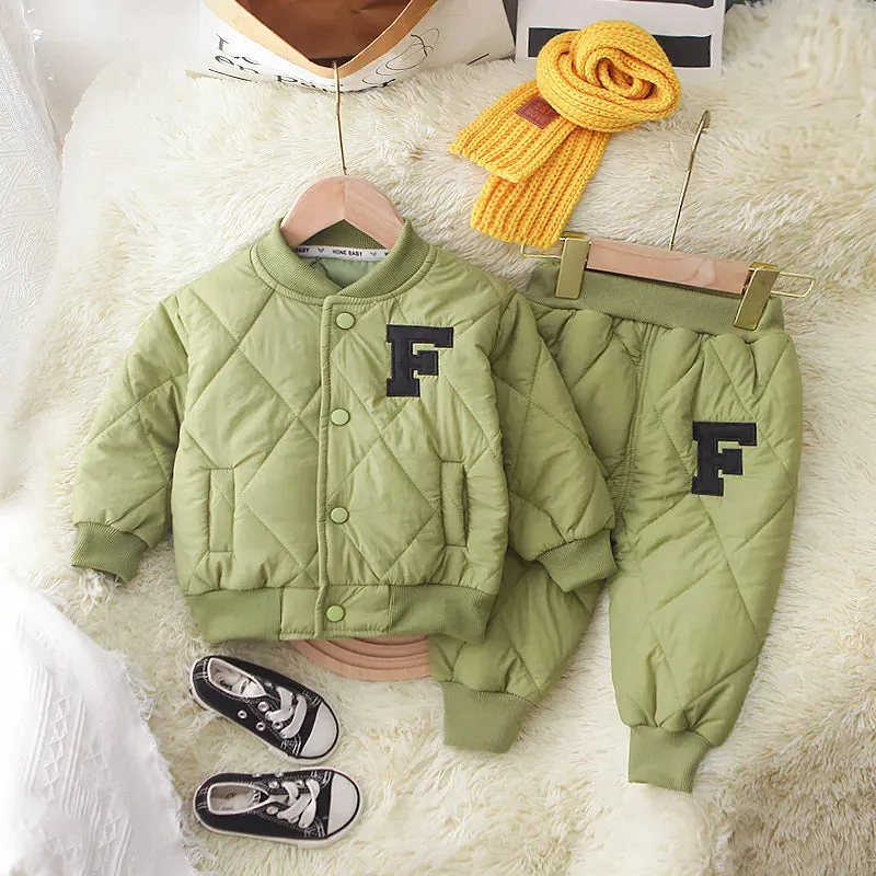 Fashion Spring Baby Kids Jackets Pants Sets 2pcs Fall Coat Warm Trousers Toddler Infant Clothes Suit Children Costume