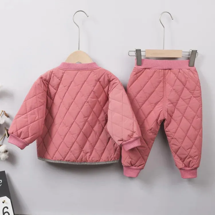 Fashion Spring Baby Kids Jackets Pants Sets 2pcs Fall Coat Warm Trousers Toddler Infant Clothes Suit Children Costume