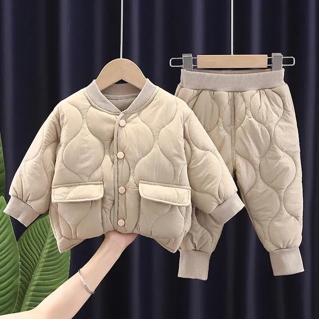 Fashion Spring Baby Kids Jackets Pants Sets 2pcs Fall Coat Warm Trousers Toddler Infant Clothes Suit Children Costume