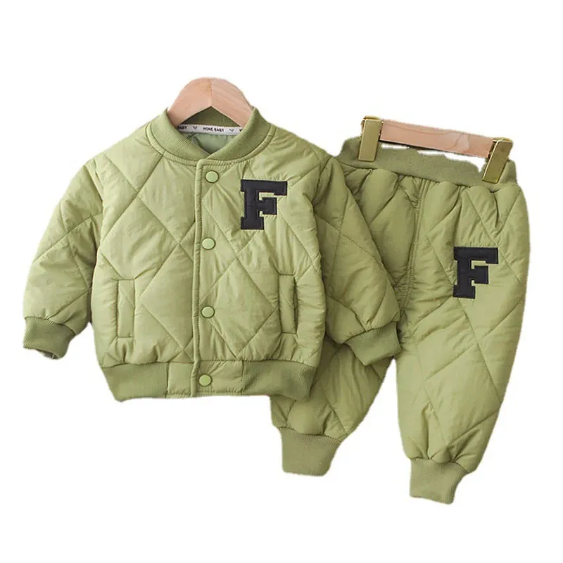 Fashion Spring Baby Kids Jackets Pants Sets 2pcs Fall Coat Warm Trousers Toddler Infant Clothes Suit Children Costume