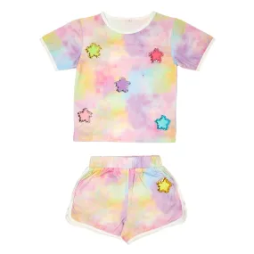 GALAXY STARS TIE DYE TOP AND SHORTS SET