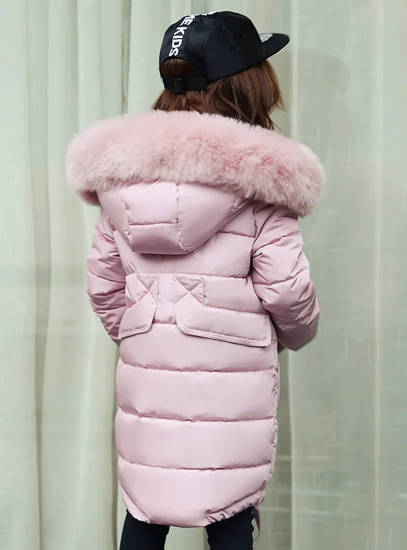 Girls Long Padded Jacket Children Winter Coat
