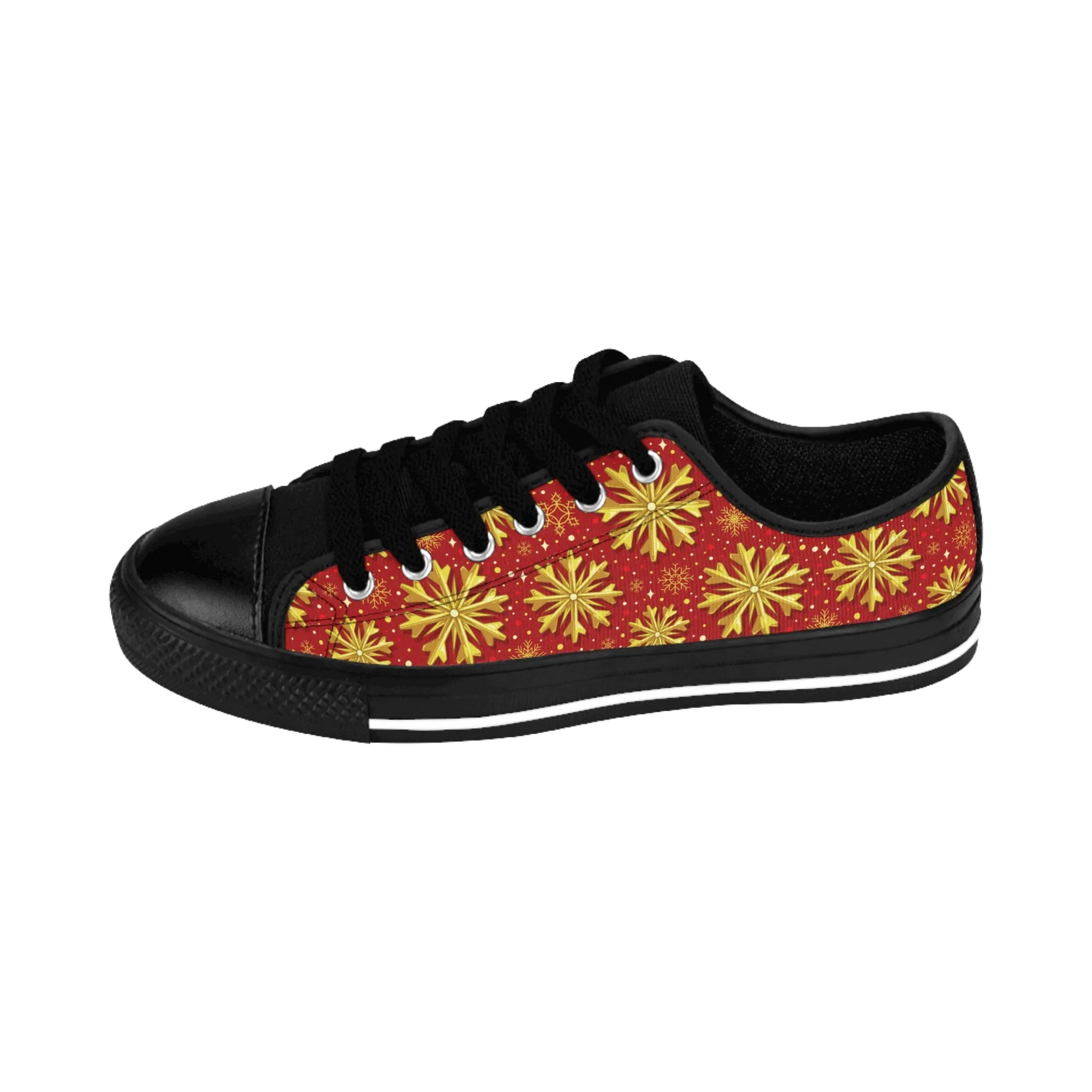 Golden Christmas Snowflake Women's Sneakers
