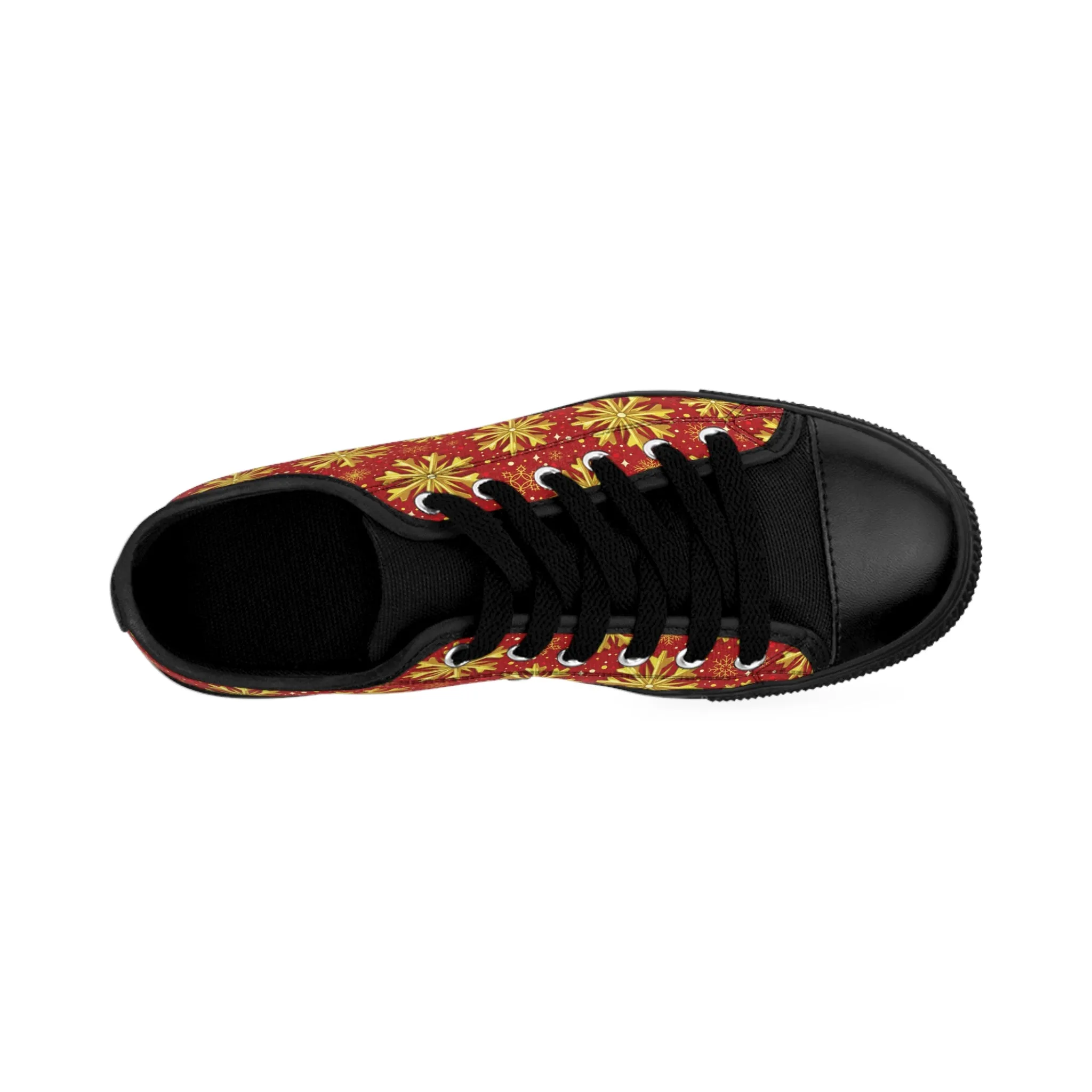 Golden Christmas Snowflake Women's Sneakers