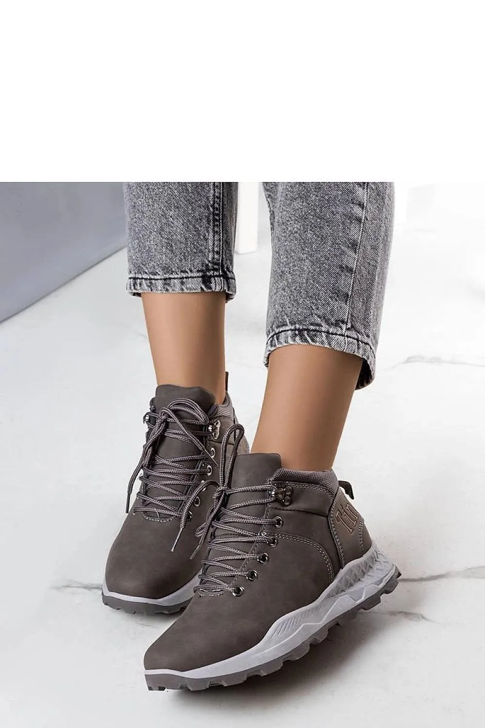 Grey insulated women's trapper boots