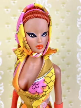 “Hollywood Halter in Psychedelic Mini” OOAK Doll, No. 104