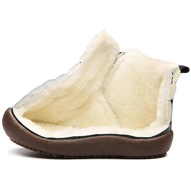Kids Girls Boys Plush Leather Waterproof Warm Snow Boots