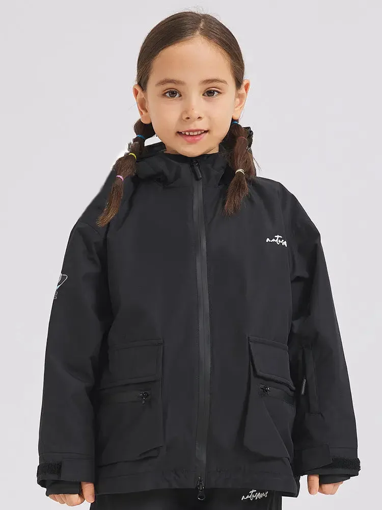 Kids Warm Ski Jacket Coat for Winter Solid Color Snow Wear