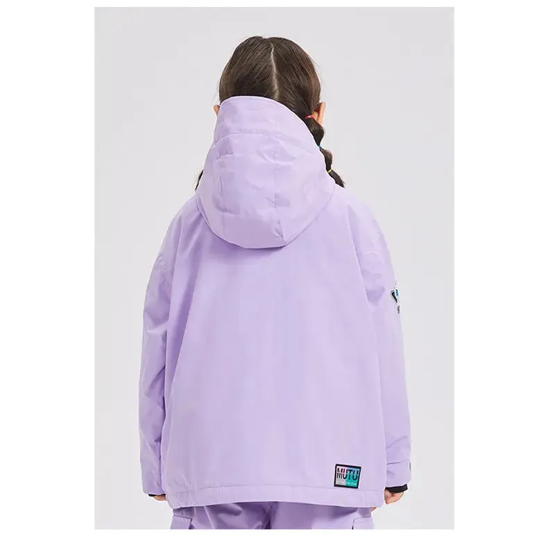 Kids Warm Ski Jacket Coat for Winter Solid Color Snow Wear