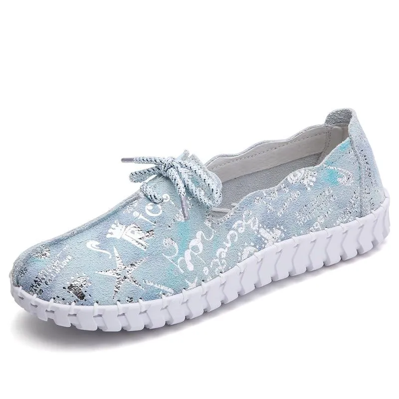 Lace Up Sequin Loafers Flats
