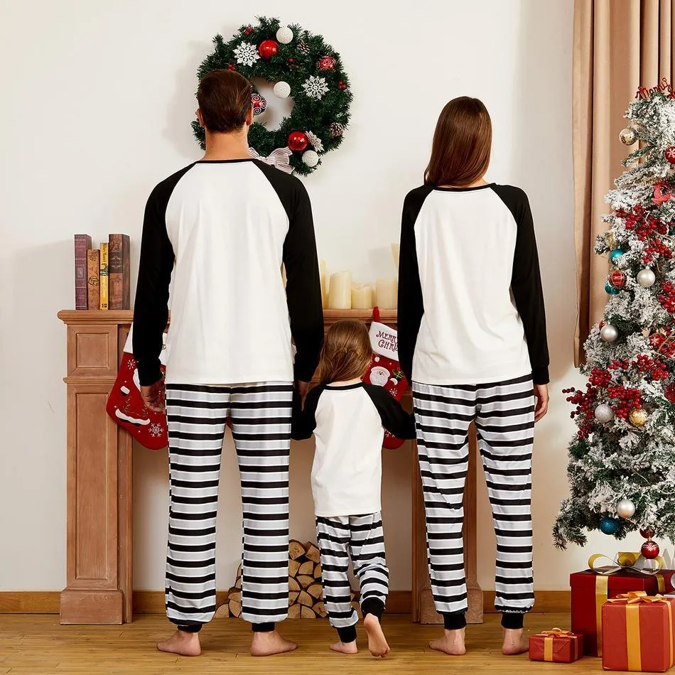 Let's Get Elfed Up Christmas Glass Top and Striped Pants Family Matching Pajamas Set