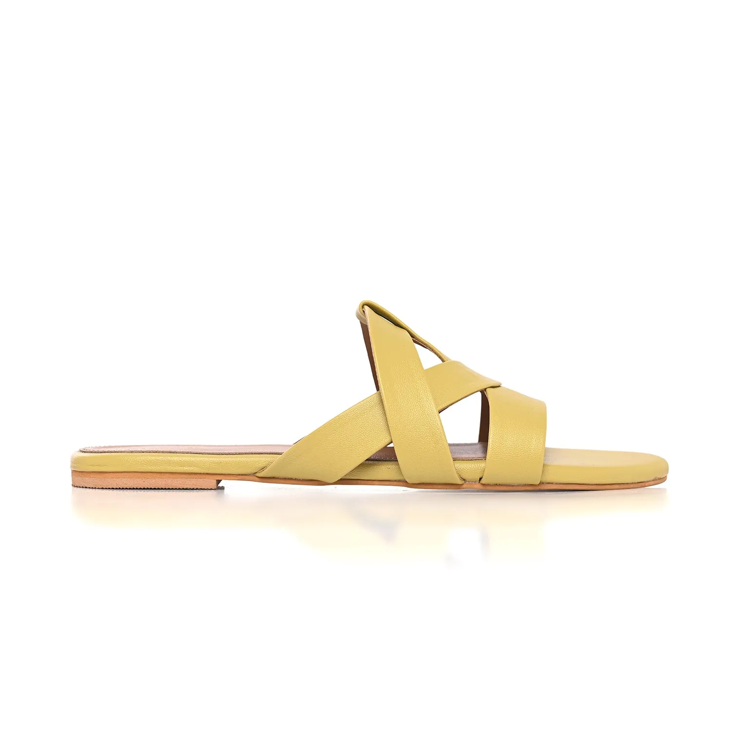 Lime Flat Cross-Strap Sandals
