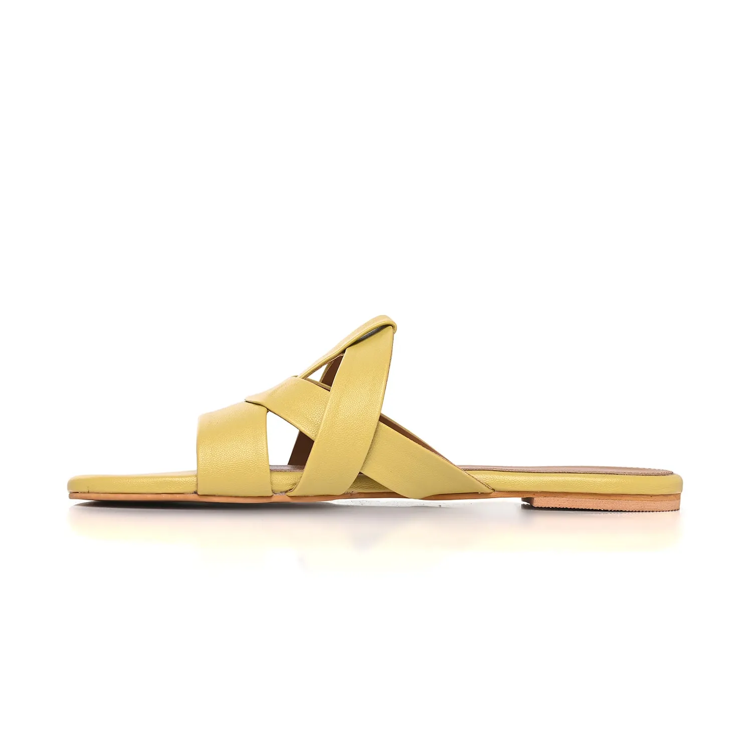 Lime Flat Cross-Strap Sandals