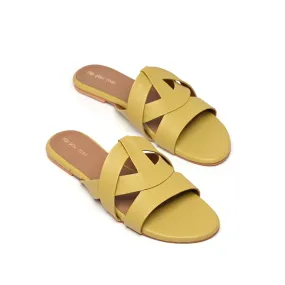 Lime Flat Cross-Strap Sandals