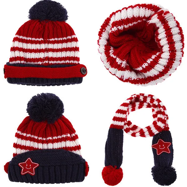 Little Kids Knitted Winter Beanie Hat and Scarf Set, 6 Month Baby to Toddlers