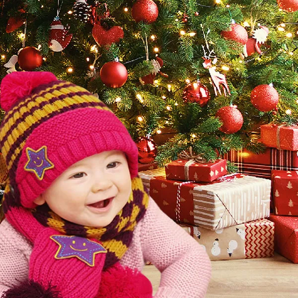 Little Kids Knitted Winter Beanie Hat and Scarf Set, 6 Month Baby to Toddlers
