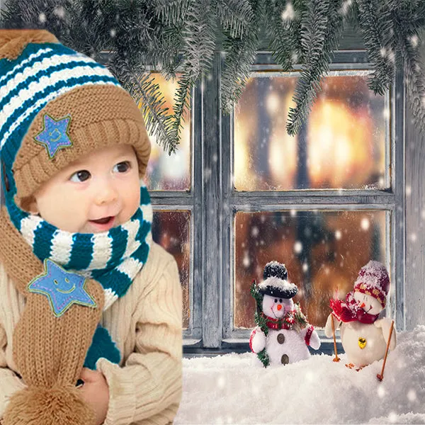 Little Kids Knitted Winter Beanie Hat and Scarf Set, 6 Month Baby to Toddlers