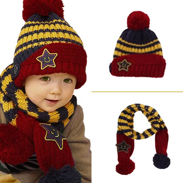 Little Kids Knitted Winter Beanie Hat and Scarf Set, 6 Month Baby to Toddlers