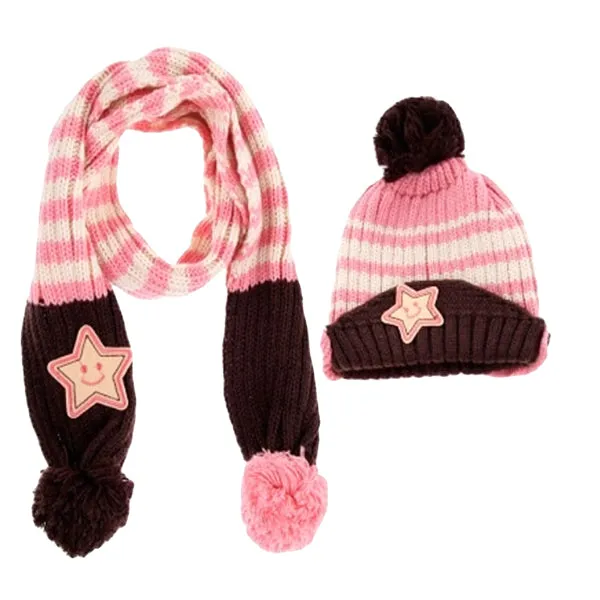 Little Kids Knitted Winter Beanie Hat and Scarf Set, 6 Month Baby to Toddlers