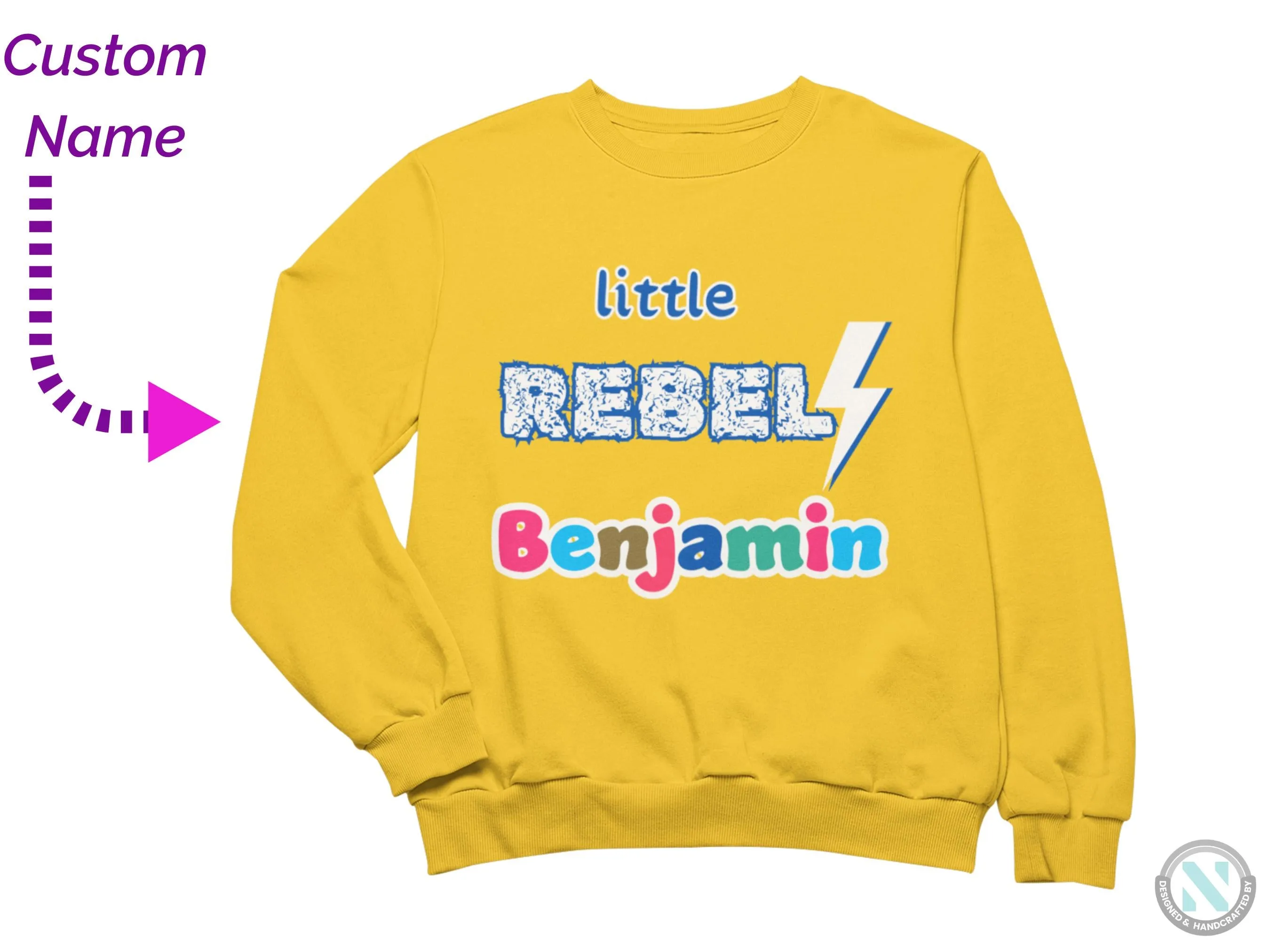 Little Rebel Personalized Name Long Sleeve Toddler Boys Sweatshirt