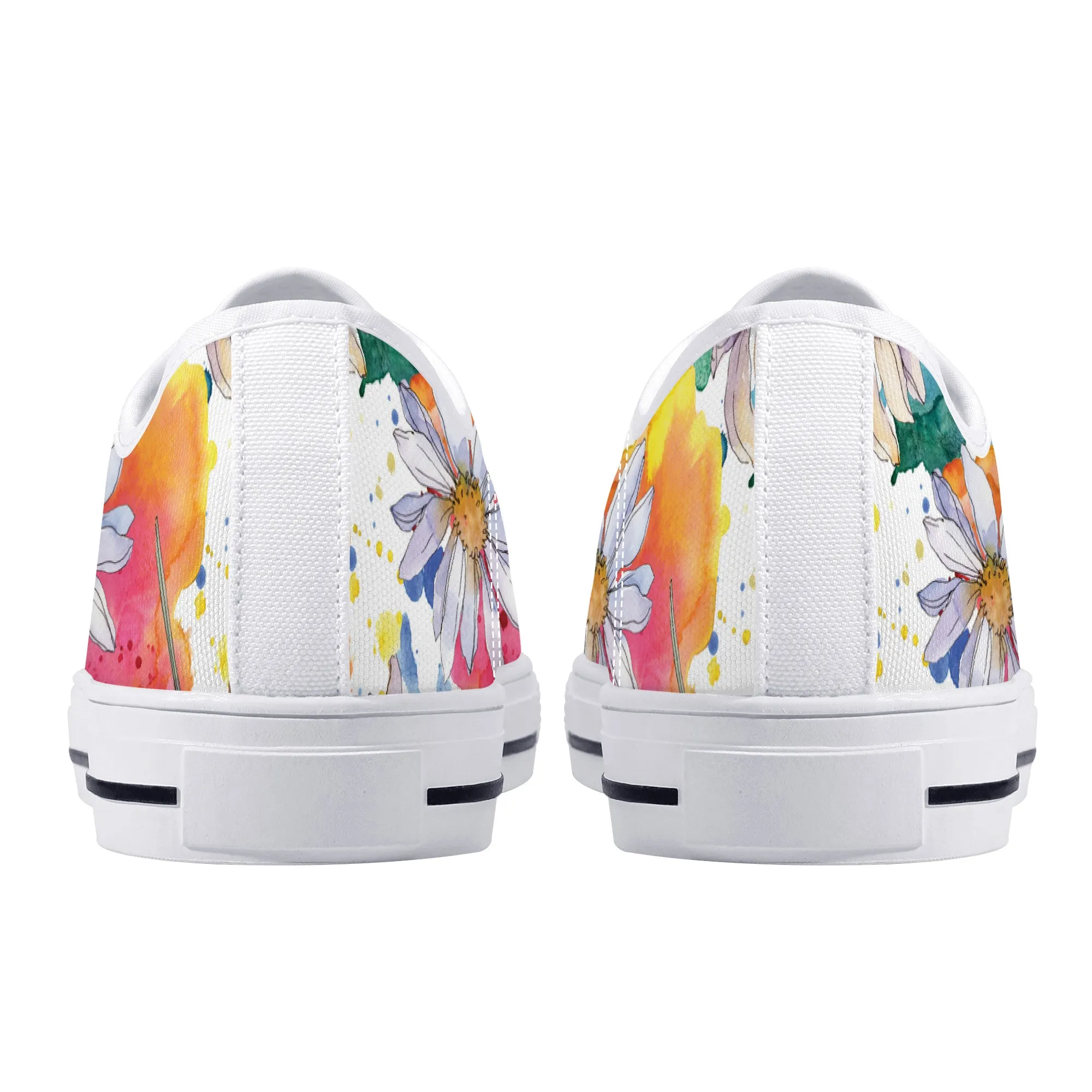 Lively Blooms of Vibrant Daisies Painted in Watercolor Canvas Sneakers