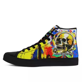 Luxury Gifts,Personalized Gothic Sneakers, Custom Canvas High-Top Shoes, Lace Up Unisex Shoes