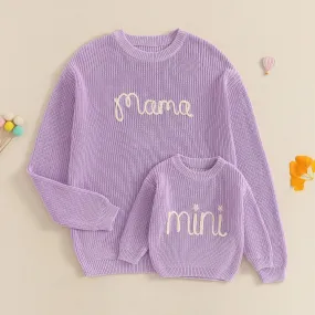 Mama and Mini Embroidered Cable Knit Jumpers