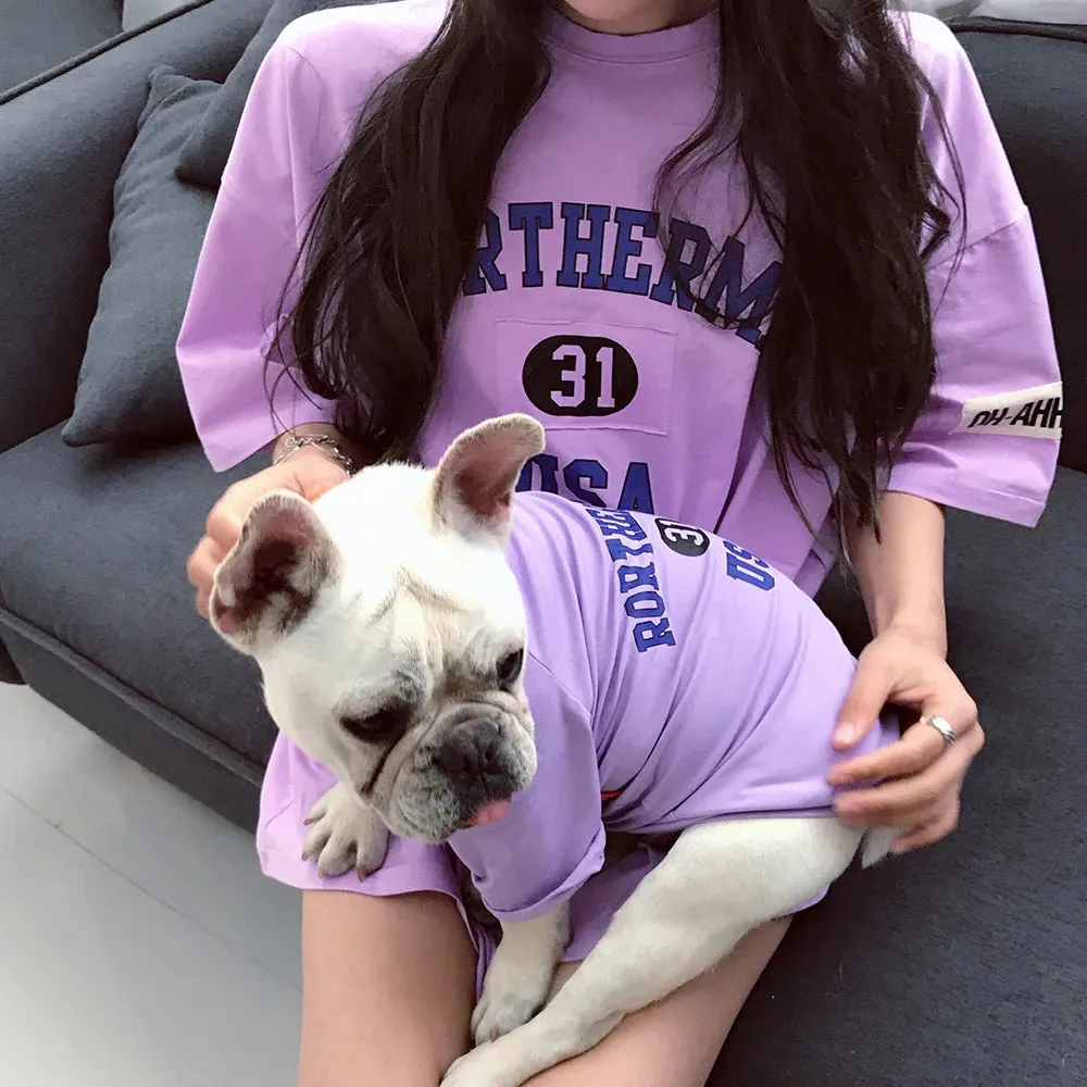 Matching Family Clothes For Pet And Owner Letter Printed Style T-Shirt