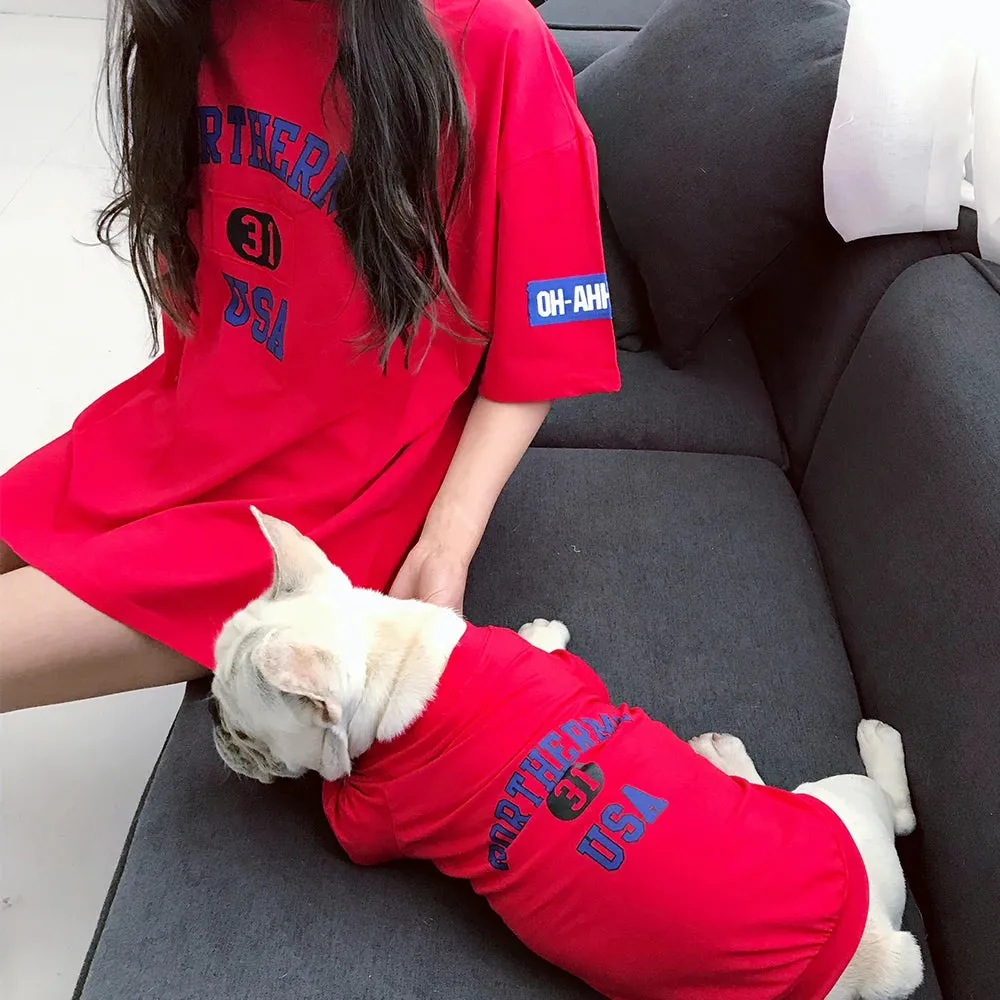 Matching Family Clothes For Pet And Owner Letter Printed Style T-Shirt