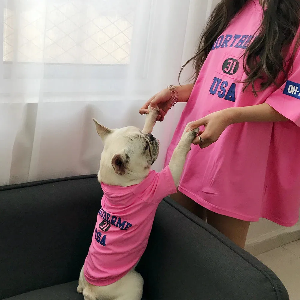 Matching Family Clothes For Pet And Owner Letter Printed Style T-Shirt