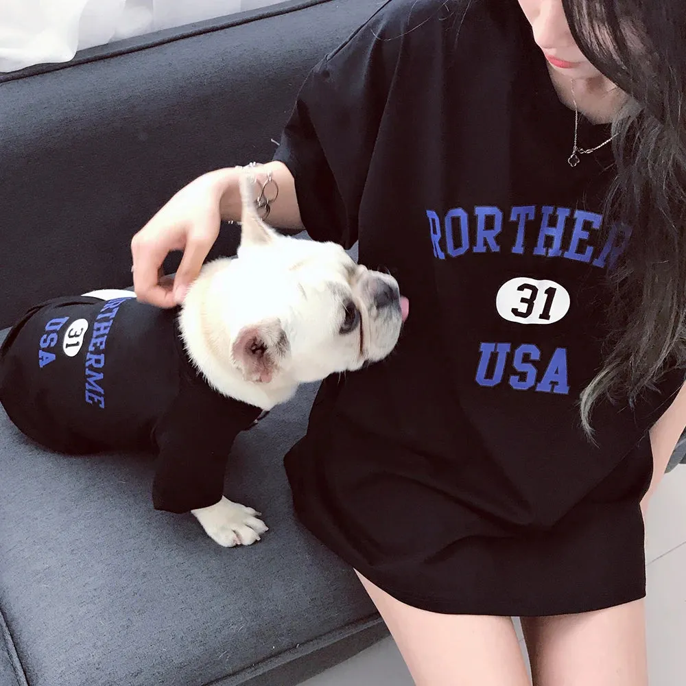 Matching Family Clothes For Pet And Owner Letter Printed Style T-Shirt